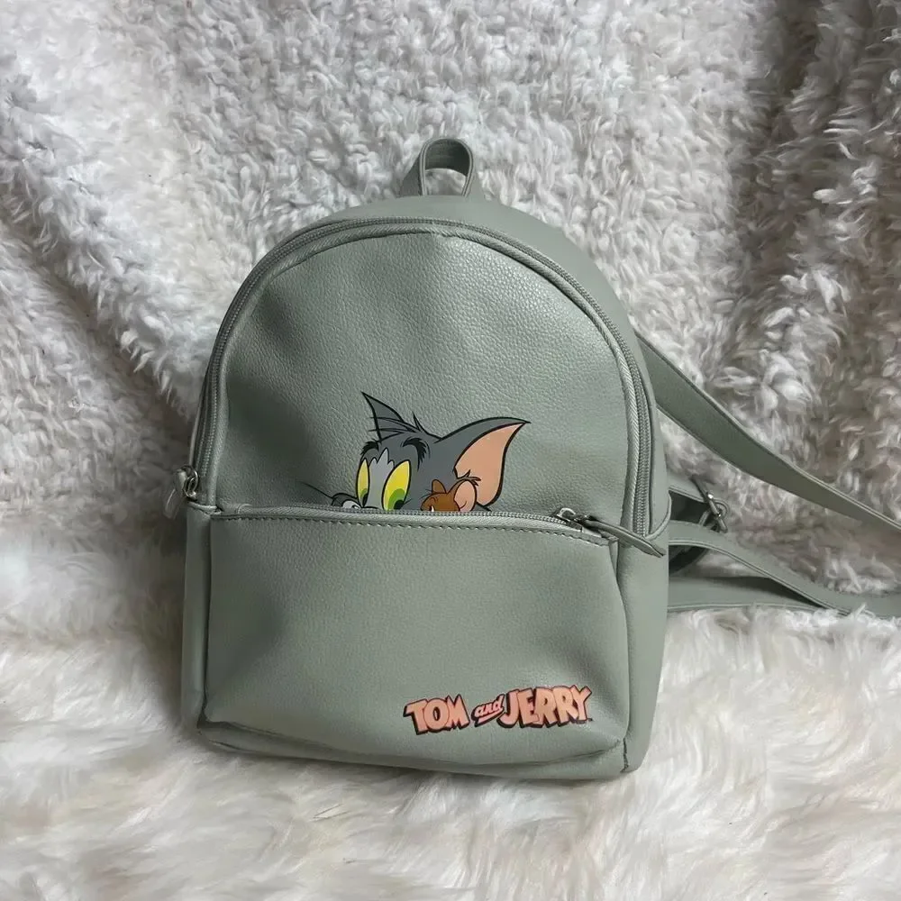 Tom and Jerry Mini Backpack, Small Small pack, Pale Green, 10”.